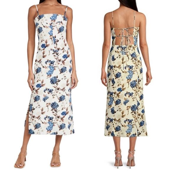 Tory Burch Strap Back Floral Midi Dress, NWT, Size 8 - Picture 1 of 11